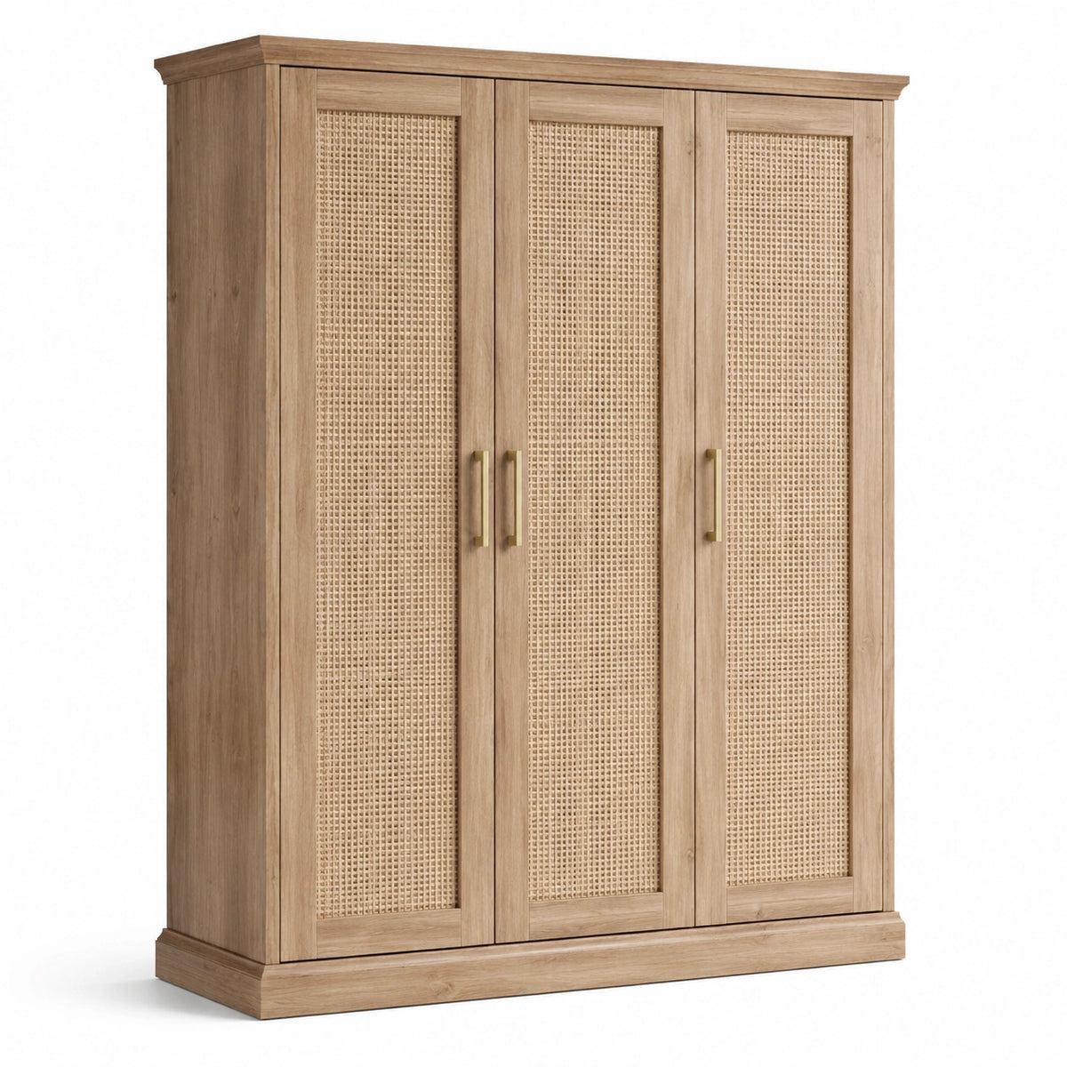 Armoire en bois avec portes en rotin 200x150x60 cm