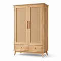 Armoire en bois d'eucalyptus et cannage avec tiroirs 200 cm