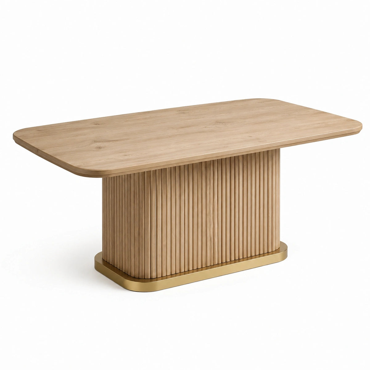 Table à manger rectangulaire chêne clair MDF et métal 180x90x75 cm