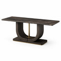 Table à manger marbre noir bois base métallique dorée 180x90x75 cm