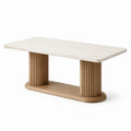 Table à manger marbre et chêne 200x90x75cm