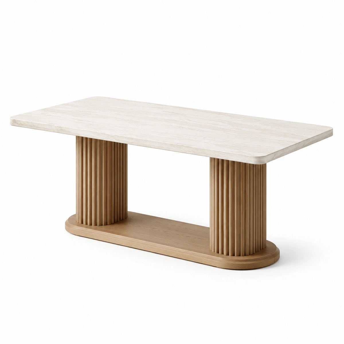 Table à manger marbre et chêne 200x90x75cm
