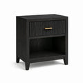 Table de chevet en bois avec tiroir en chêne noir