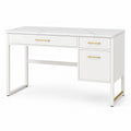 Bureau en métal et surface effet marbre avec tiroirs 120x60x75 cm