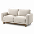 Canapé 2 places en tissu polyester beige avec pieds en bois