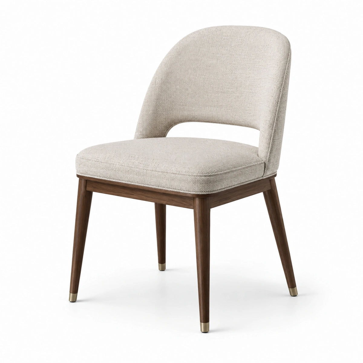 Chaise en bois et tissu polyester beige 85 cm