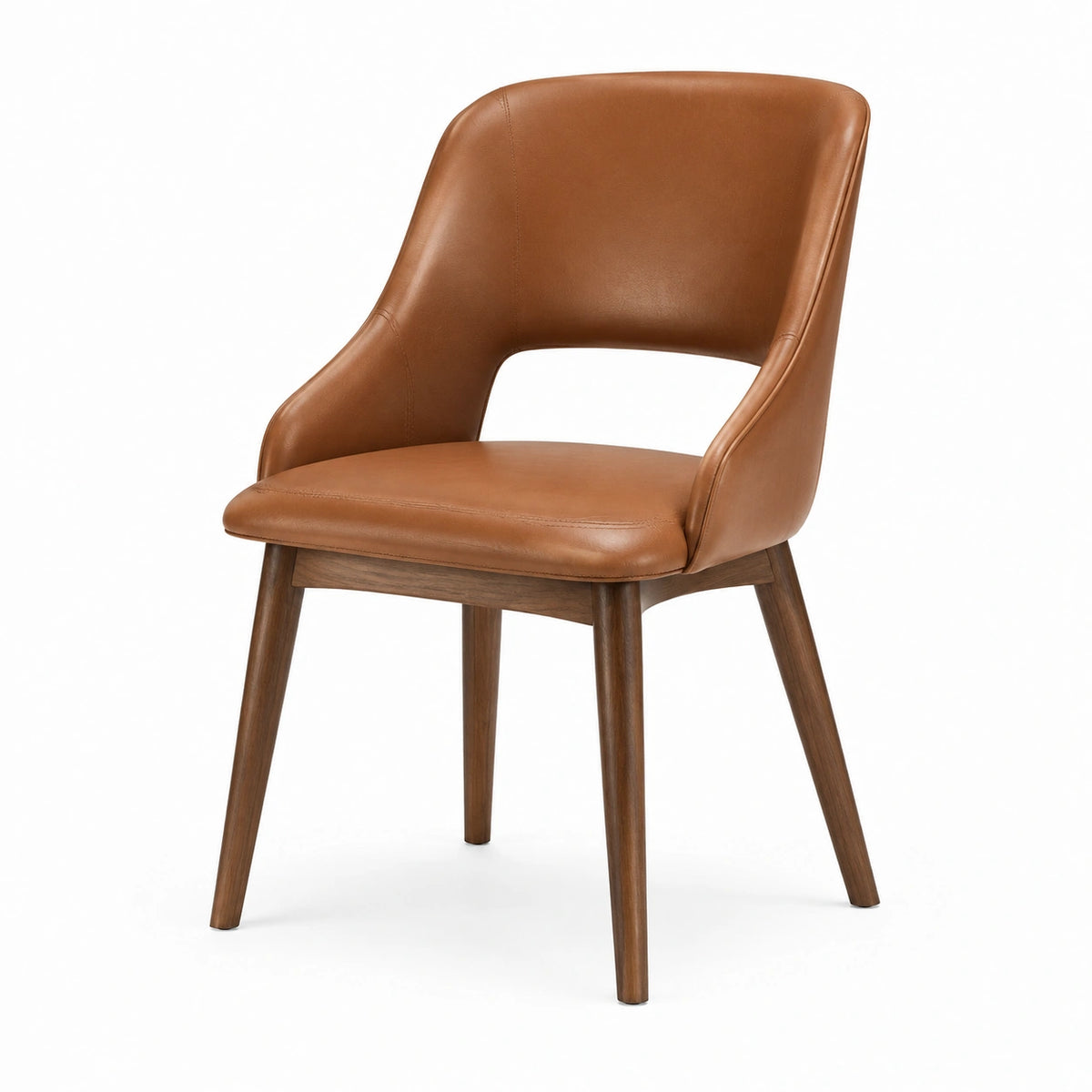 Chaise en cuir synthétique marron avec pieds en bois massif