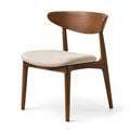 Chaise en bois noyer avec assise en tissu polyester beige